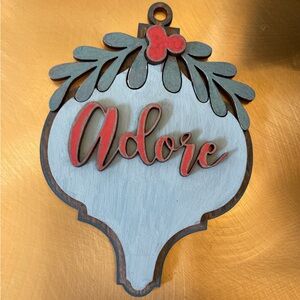 Handmade and painted wood Christmas ornaments